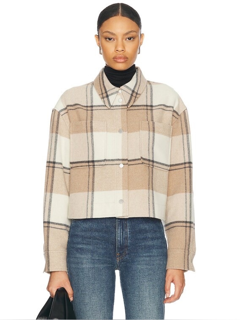 NWT Canada Goose Almandine Cropped Plaid Wool Shirt Jacket Desert Sand M - Picture 2 of 14